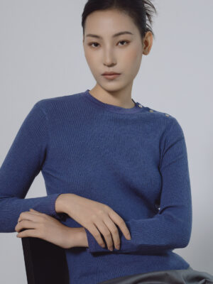 丸首リブニット