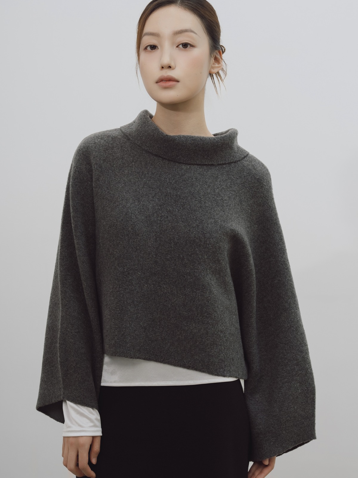 フワフワ短丈ニット　モノトーン