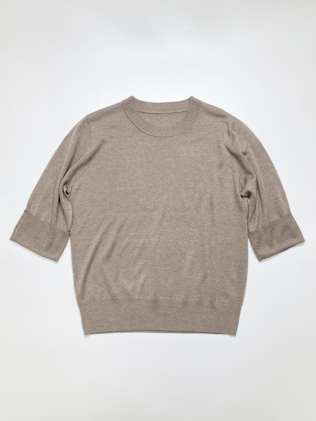 シルクカシミヤ　サステナブル　ターンバックスリーブニット