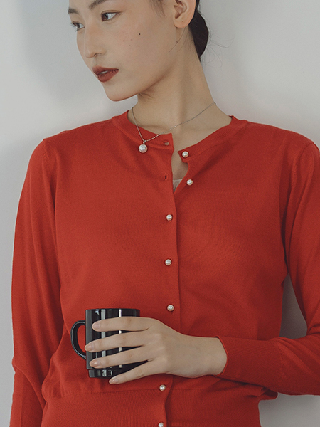 極細ビエラヤーン　パールカーディガン　