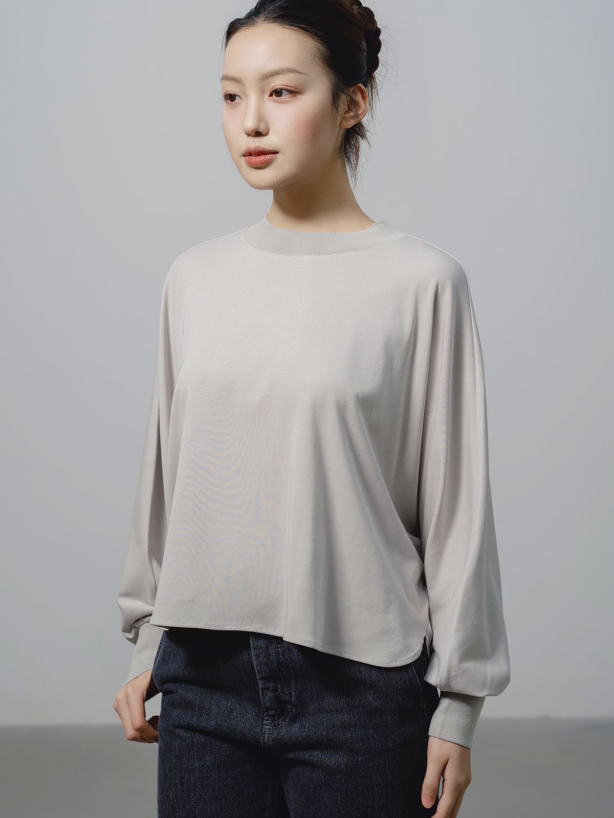 リブドルマン8分袖　モノトーン