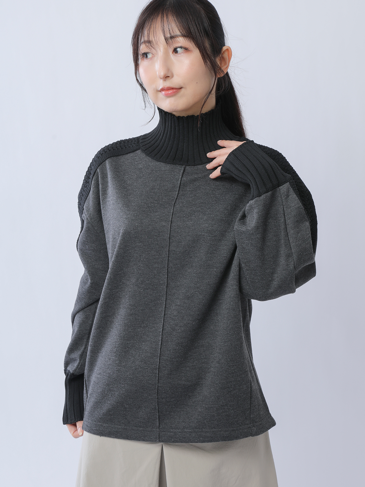 起毛ニット　セットイン袖　サステナブル