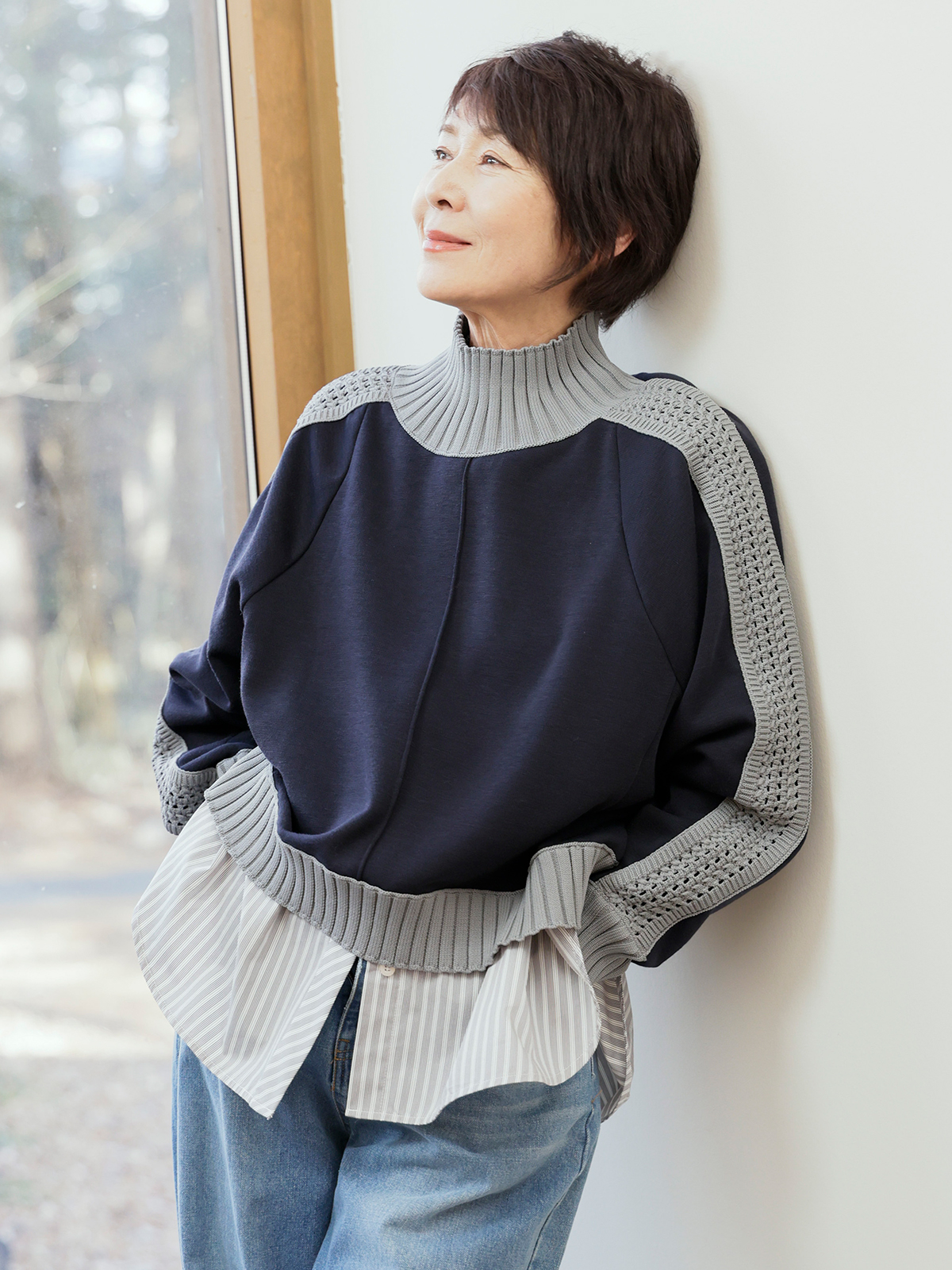 起毛ニット　ラグラン袖　サステナブル