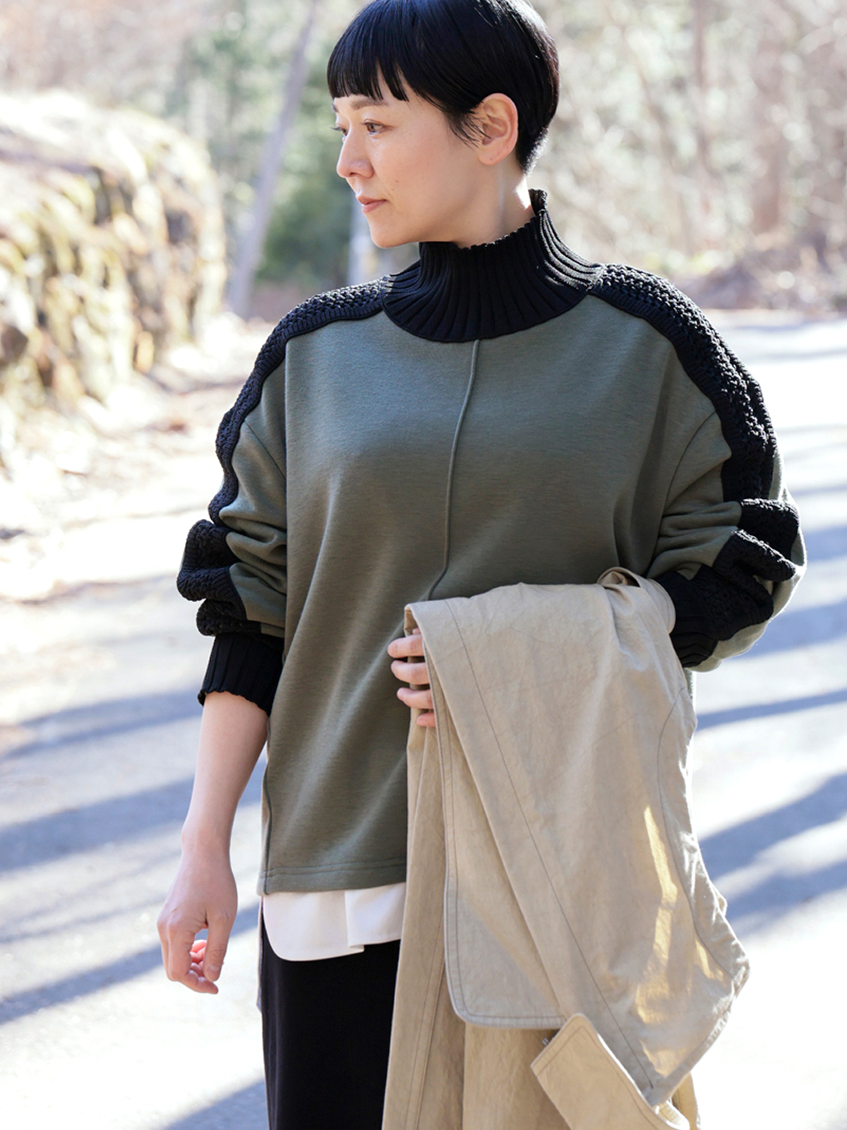 起毛ニット　セットイン袖　サステナブル