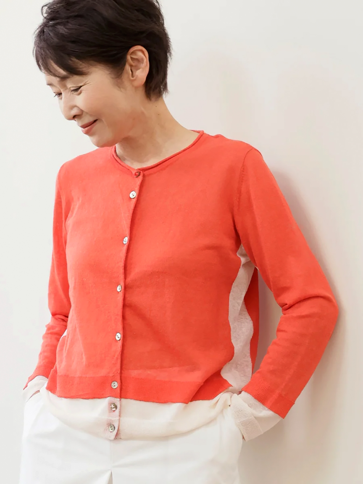 配色シアーカーディガン　サステナブル