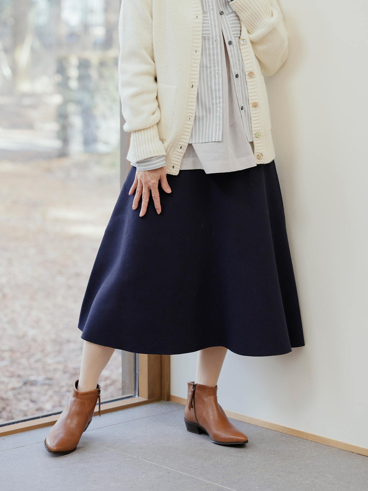 接結ダブルフェイス フレアスカート