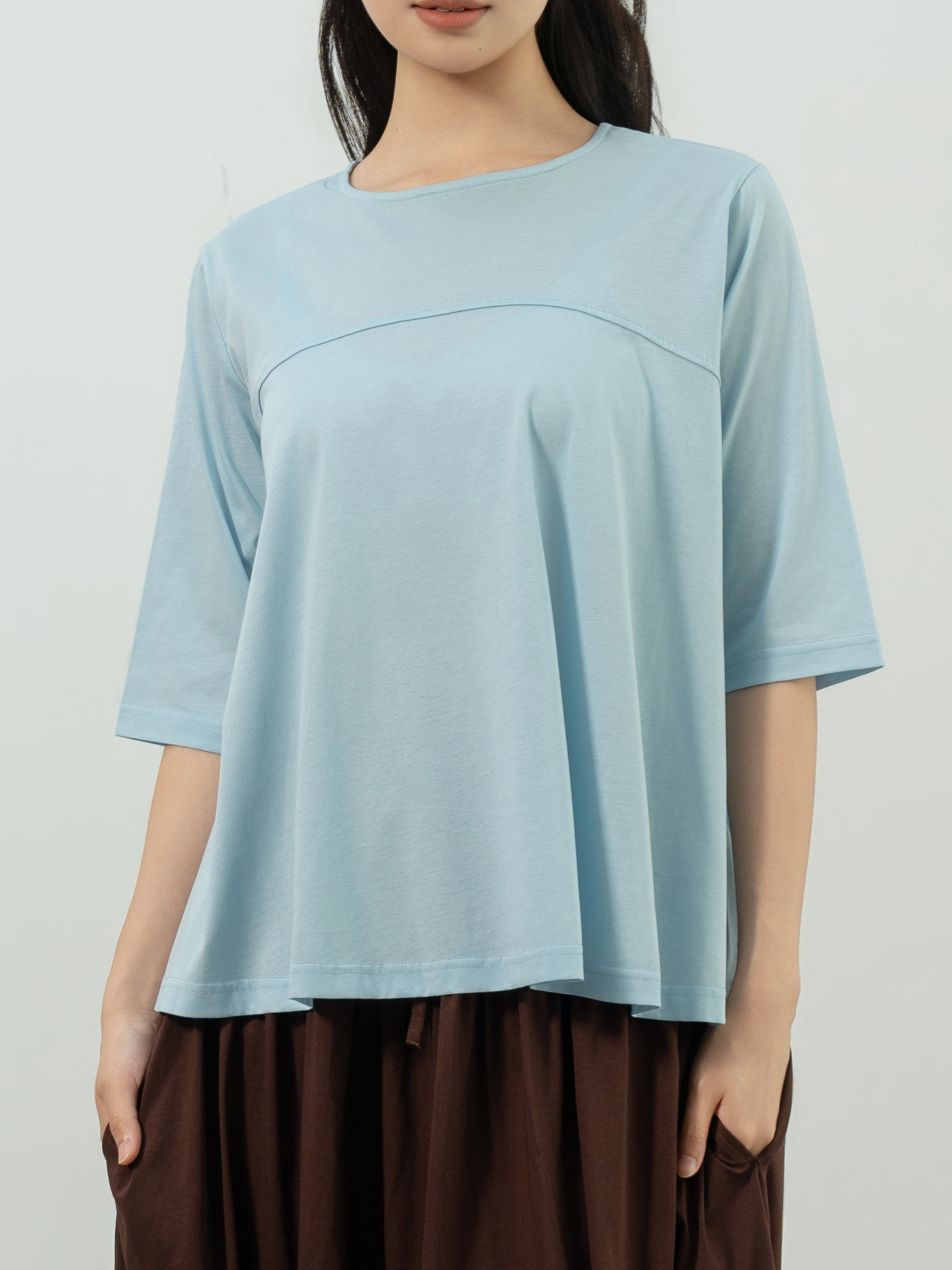 5分袖フレアTシャツ
