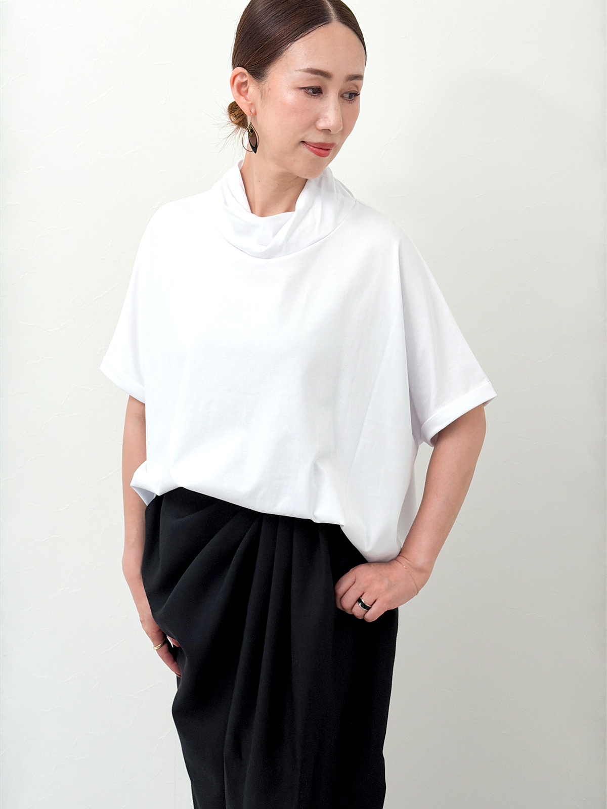 UVカットロールカラーTシャツ モノトーン
